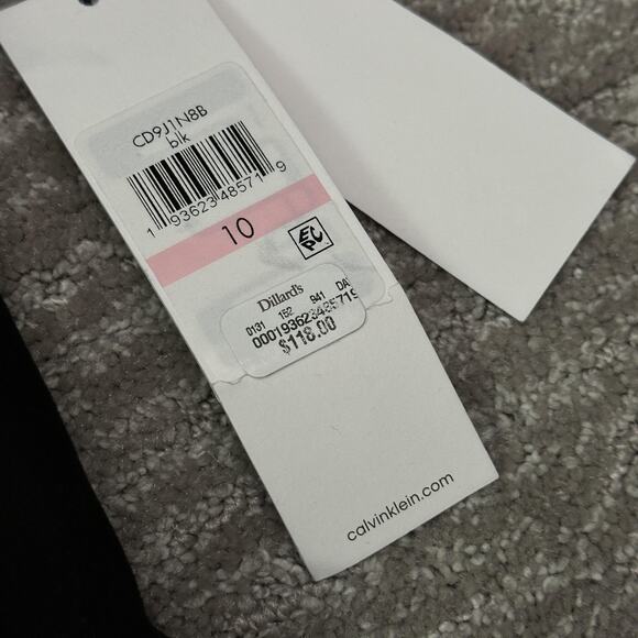 Calvin Klein Dress Womens 10 Black Zip Front Sheath Holiday Party Velvet Velour - Picture 7 of 13